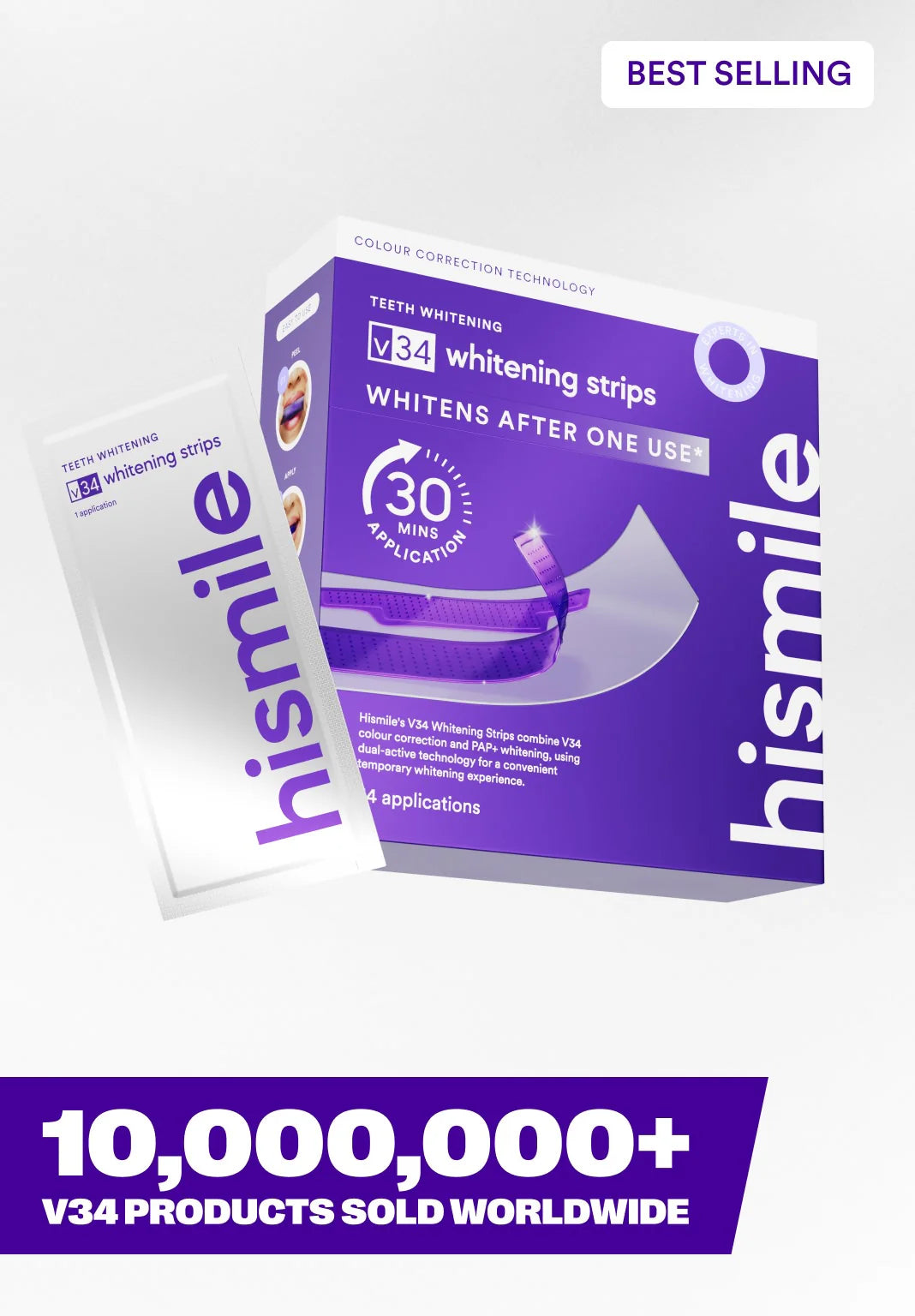 💎V34 Whitening Strips-Purple Tooth Whitening, Tooth Stain Treatment, Combining Whitening and Colour Correction
